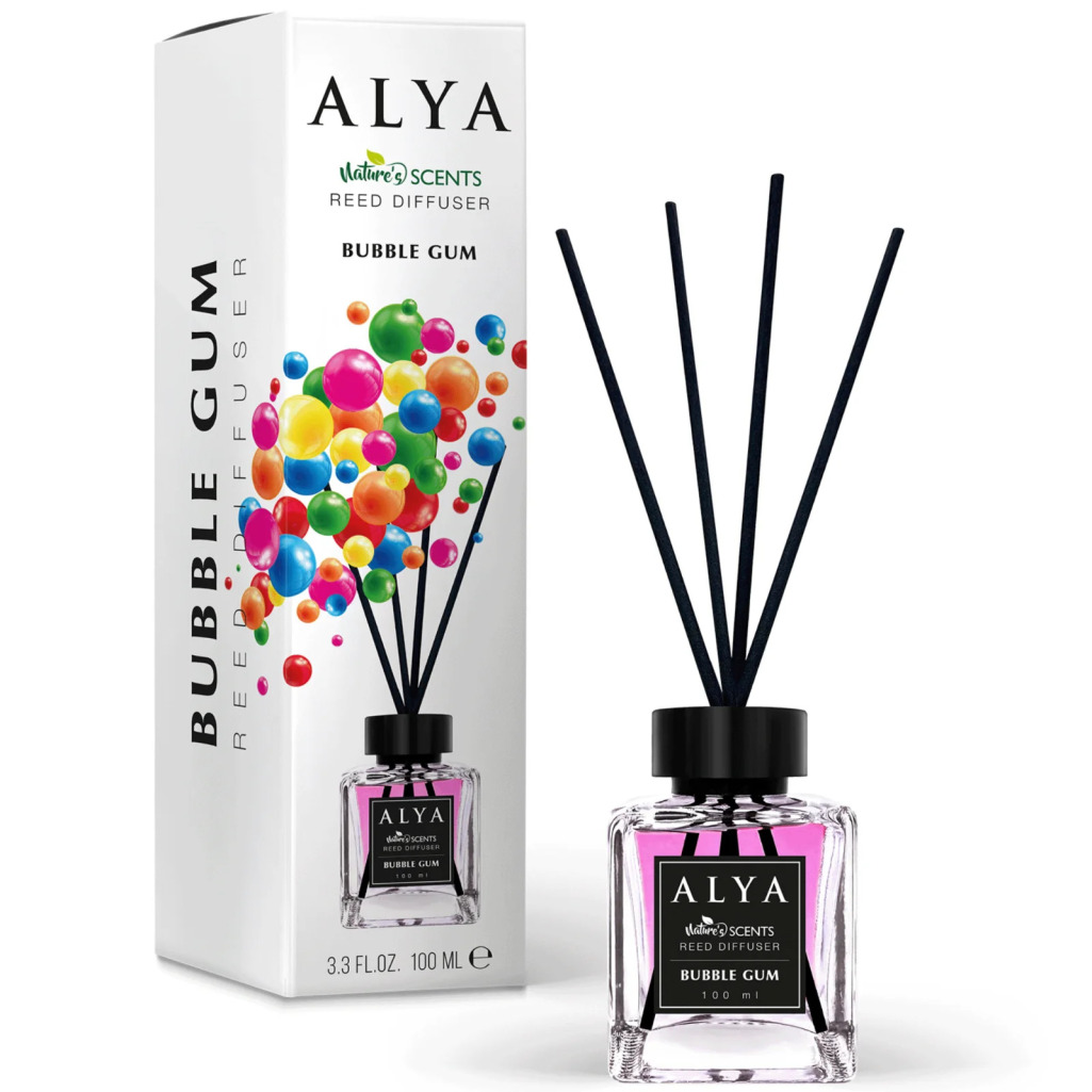 Alya Reed Diffuser Bubble Gum 100ml - Odświeżacz powietrza z patyczkami zapachowymi.