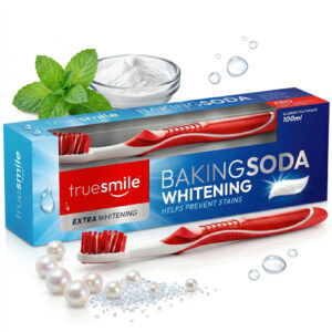 TrueSmile Baking Soda Whitening - pasta do zębów z sodą i szczoteczka, higiena jamy ustnej.