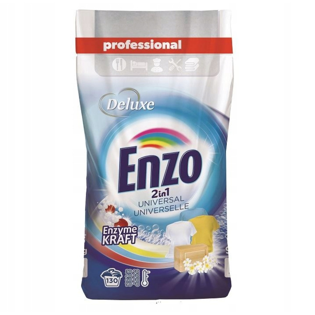 Proszek do prania Deluxe Enzo Universal - 9,1kg, do białych i kolorowych tkanin.